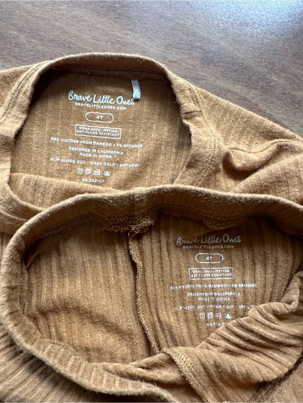 Brave Little Ones Ribbed Bamboo Long Sleeve Pajama Set - Tan 4T